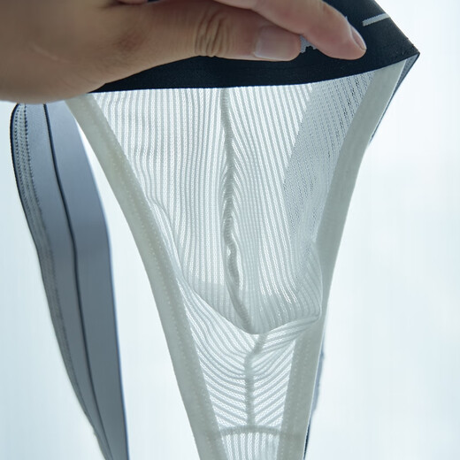 New low-waisted single-butt underwear men's mesh sexy men's ice silk quick-drying breathable thin men's triangle thong 1 pair white L110-135Jin Jin equals 0.5 kg