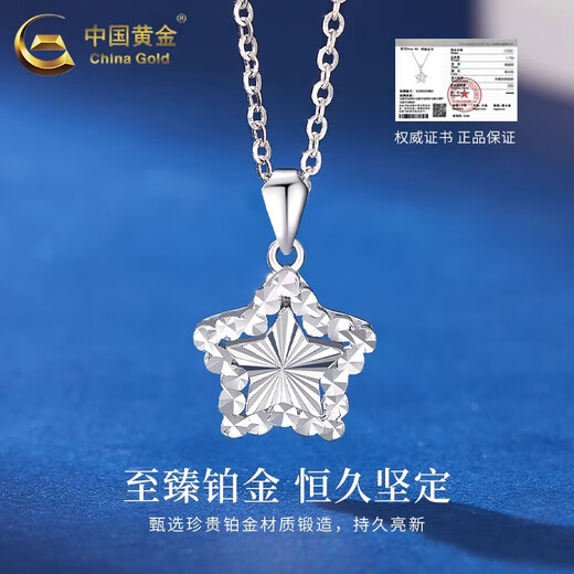 CHINA GOLD PT950 Platinum Star Pendant Women's Simple Platinum Clavicle Necklace Valentine's Day Practical Birthday Gift for Girls PT950 Platinum Star Pendant About 3.3g Free Silver Chain