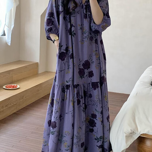 Ran Yilan ist so schön und elegant, langer Rock für Frauen im sommerlichen dünnen Baumwollseide -Long -Stil, der außen getragen werden kann, den Schlafanzug, damit Sie schlank aussehen. 8668 Rockbambus, durchschnittliche Größe F Rocklänge 12590-180jin [Jin ist gleich 0,5 kg]