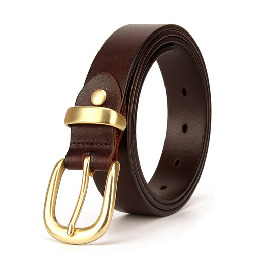 Hgirxv Cobre Buckle Belt Real I Cinturón de cuero Capa de la cabeza para mujeres buey I Hebilla de cuero Simple y versátil Estilo coreano Young Man 3889 Negro 95cm