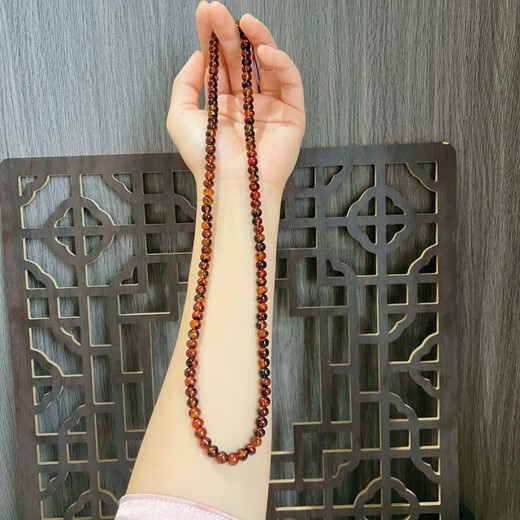 Xinxiangdu natural ore Fushun amber medicinal amber Lingcao blood amber gold amber flower Buddha beads bracelet necklace genuine gift box 6mm blood amber medicinal Buddha beads