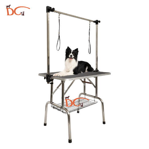 BAOHE DC Pet Grooming Table Stainless Steel Folding Grooming Table Non-slip Waterproof Pet Shop Dog Hair Cutting Bathing Blow Hair Black 46 Inch 117*60cm Stainless Steel Single Arm