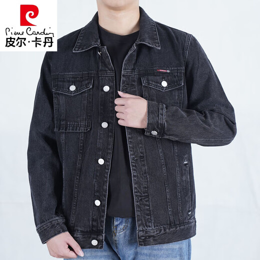Pierre cardin 2025 Spring and Autumn Denim Electric Welding Workwear Men's Work Jacket Welder Anti-scalding Labor Protection Clothes Construction Site Labor-resistant wear-resistant Y848 Light Blue Denim Jacket M