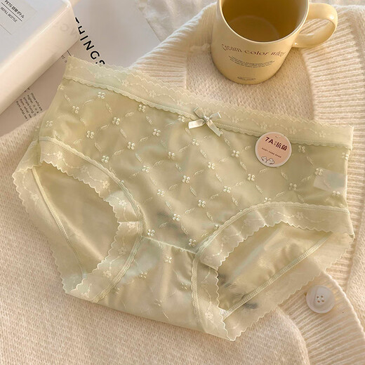 FitonTon5条装内裤女冰丝纯欲内裤夏季抗菌棉裆性感蕾丝花边三角裤L