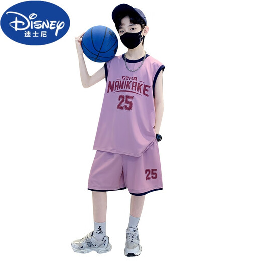 Disney (Disney) Kinder Sommer Boys Anzugsloser Weste Set 2025 Neue Sommer Big Children's Summer Sports Schnell trockener Basketball -Kleidung Marine Blau 160 cm