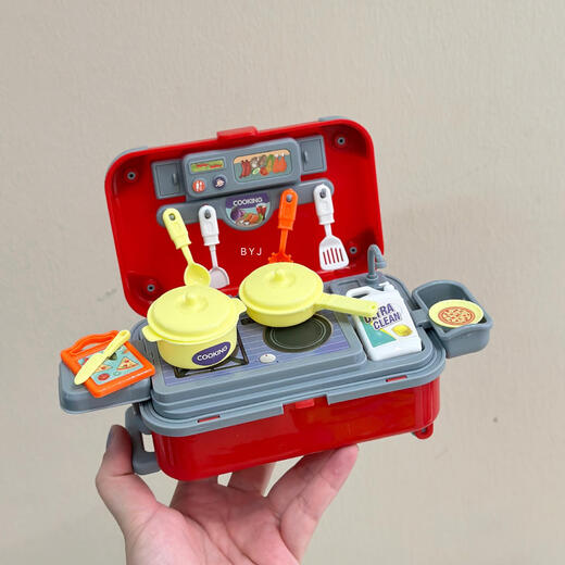 
Cipu Baby Long-distance Travel Portable Toys Kitchen Play House Simulation Children's Mini Train Outlet Bag Toys Kitchenware Suitcase-Blue Travel Coaxing Baby