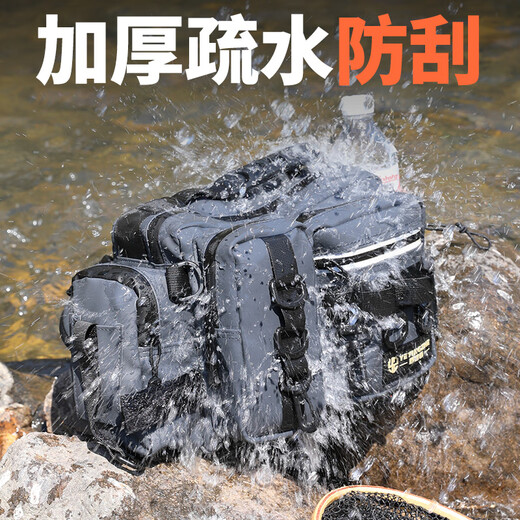 Camper Lure Bag Waterproof Crossbody Bag Multifunctional Waist Bag Shoulder Backpack Fishing Gear Bag Rod Bag Storage Bag Knight Black - Waist Bag Naked Bag + Bait Box