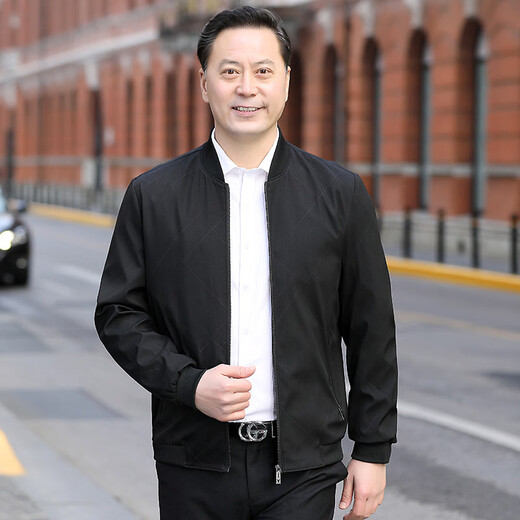 Ziweiqi middle-aged men's stand-up collar jacket thin casual top Daddy's spring and autumn jacket 9905 blue M 170 (100-120Jin [Jin equals 0.5 kg])