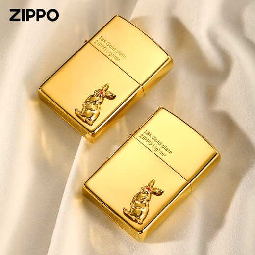 
ZIPPO EDGE lighter genuine gold-plated 18K zodiac rabbit year limited Valentine's Day gift Zhibao gift 18k gold-plated rabbit-stand-oil-free dy9902tz
