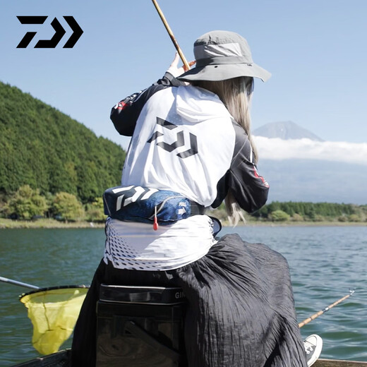 DAIWA 25 spring and summer one-hit sun protection clothing, thin hooded/stand collar fishing clothing, sunshade zipper, long sleeves, stand collar sun protection top - blue XL