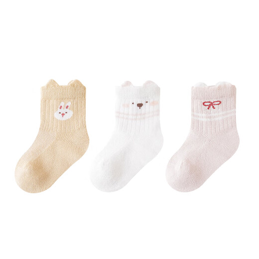 Calcetines para bebés nanlu 6-12 meses primavera y verano calcetines de malla delgada de malla recién nacida dibujos animados para bebés calcetines de tubos a mitad de tubo 9708- 3 pares 1-3 años (m)