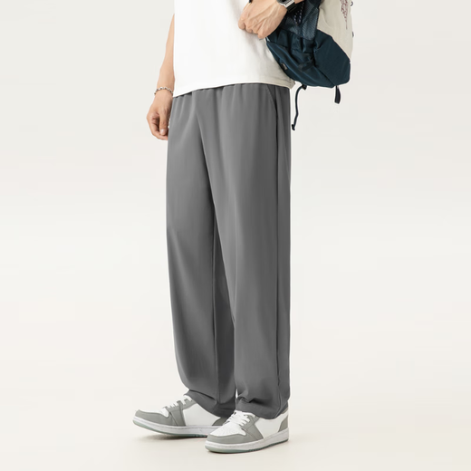 Miniso (Miniso) Pantalones de seda de hielo fresco para el verano para hombres Nuevos cómodos cómodos y transpirables de patas rectas