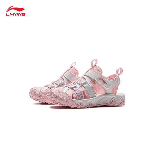 Li Ning children's shoes shock-absorbing rebound sandals children's soft, breathable, comfortable and simple sports shoes, pink/standard white-2 30