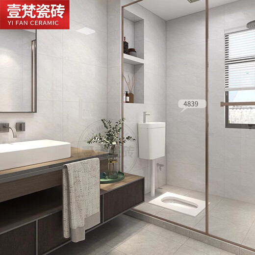 奶油白广东通体大理石卫生间瓷砖400x800墙砖亮光内墙厨房厕所 4837 400*800mm