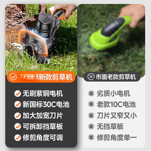 CLCEY小型割草机家用电动手持多功能锄草刀草坪修剪器锂电剪草除草神器 无刷修剪王1098TV 一电续航2.0