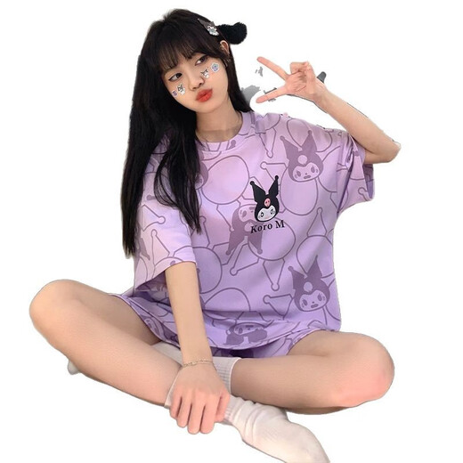 Jingpufei Summer Pajamas для женщин, мультфильм милый ins в стиле одежды в стиле домашней одежды можно носить за пределами Гуанчжоу Тринадцать строк 677 Purple Kulomi 170 M Code [предполагает 80-90 Jin [Jin Equals 0,5 кг]]]]