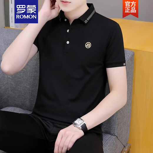 罗蒙（ROMON）冰丝棉短袖t恤男衬衫上衣男装翻领polo衫半截袖青年2025年夏新款 679白色 L