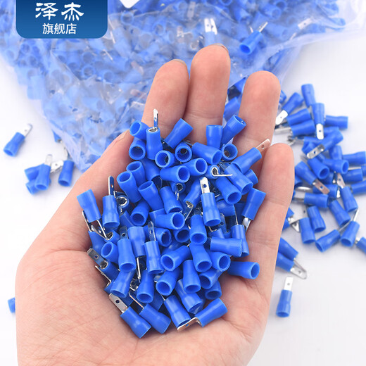 Zejie plug-in cold-pressed terminal copper connector 6.3/4.8/2.8mm spring terminal wire nose female connector FDD2-250 red spring 6.3 (20 pieces)