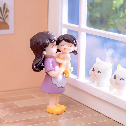 Xixiaowei paysage moderne créatif de la fête des mères poupées de la fête des mères petits ornements de bricolage décorations enfants enfants enfants enfants 2 Mother and Daughter [Orange + Yellow]