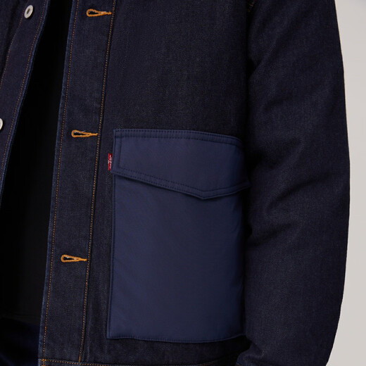 Levi's李维斯情侣同款美式复古防寒保暖立领羽绒服牛仔外套七夕礼遇 蓝色 XL