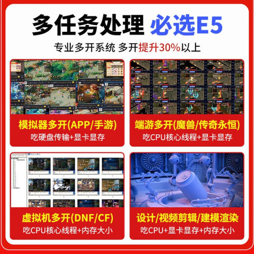 
Jiaxin Technology's new i9-level i7-level computer host desktop computer desktop assembly computer full set of computer 4060 game live e-sports office and home desktop computer DIY computer single host + 27-inch curved display set 4: i9-level 24 thread 32G 1050 chicken eating