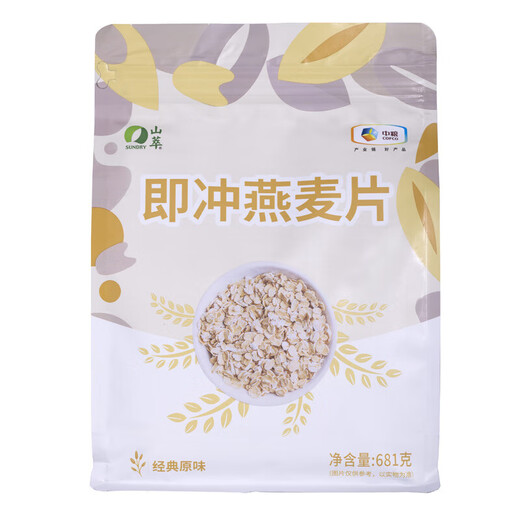 山萃中粮山萃即冲燕麦片681g即食免煮早餐冲饮开水热冲泡燕麦 即冲燕麦片681gX1袋