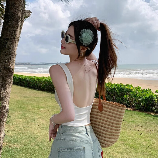 Modal mit Brustpolstern, sexy schlanker Passform, innerer Kleidung, kleine Hosenträgerweste für Frauen, Sommer -Sonnenschutzkleidung, großes U -Back -Top, schöner Rücken
