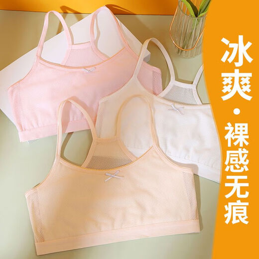 莫代尔少女内衣发育期小学生儿童吊带背心小女孩抹胸小中大童文胸罩女童 673#宽边小背心-白色【一件装】 均码 (L) [70-100斤]