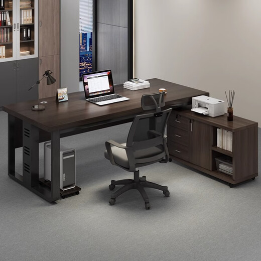 Rongjiang leader desk boss desk president desk work desk manager desk supervisor desk black walnut 1.4 meters single table