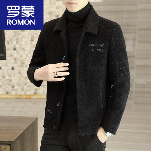 ROMON woolen jacket men's short autumn and winter cotton and thick woolen jacket men's Korean casual top slim fit 8222 dark gray cotton winter cotton and thick 3XL 150-165Jin Jin equals 0.5 kg