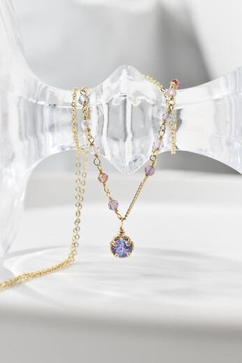 Guran December birthstone natural tanzanite gift American 14K gold-filled simple and elegant necklace clavicle chain neck chain customized about 43cm