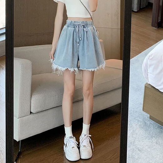 Zhang Fanyu A-Line High-Waist Denim Shorts pour femmes en été slim slim shorts pour les étudiants et les vêtements pour femmes de taille plus.