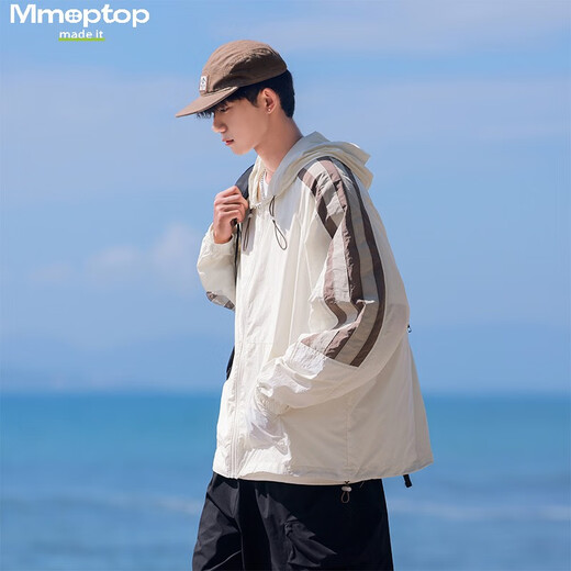MMOPTOP ice silk UPF50+ sun protection clothing summer men's thin ice fishing clothing jacket MFS01 apricot L