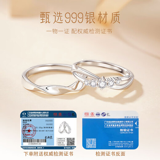 Central Chuang Fashion Chinese Gold Couple Ring Proposal Ring Silver 925 Ring Pair Birthday Gift for Girlfriend