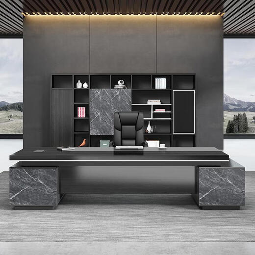 Boss desk simple modern executive desk single desk president desk manager desk and chair combination office furniture table 1.8 meters + double cabinets + please consult for installation