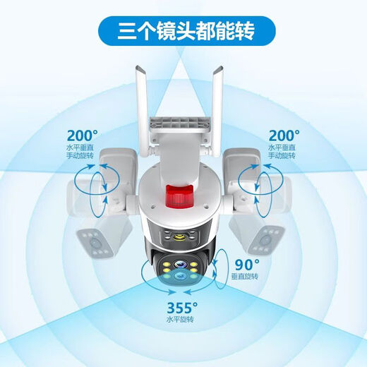 Qingrong 5G solar surveillance camera 10x zoom three-screen three-rotating outdoor waterproof, electricity, no network, ultra-high-definition 360 degrees, no dead angles, night vision, full-color tracking, 5G ten-fold zoom model [lifetime traffic free] + dual solar panels 24 million ultra-high-definition pixels + permanent traffic + 30-day loop video card