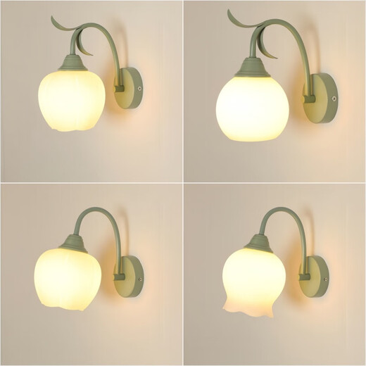 Antike Stadtlampen Zhongshan Lampen 2025 Bettleuchten Wandmontierte grüne Wandleuchten Neues Stil Wohnzimmer Schlafzimmer Wand Balkon Treppe B684 Grüne runde Flach 8. Warmfliesen Licht (weißes Licht benötigt Noten)