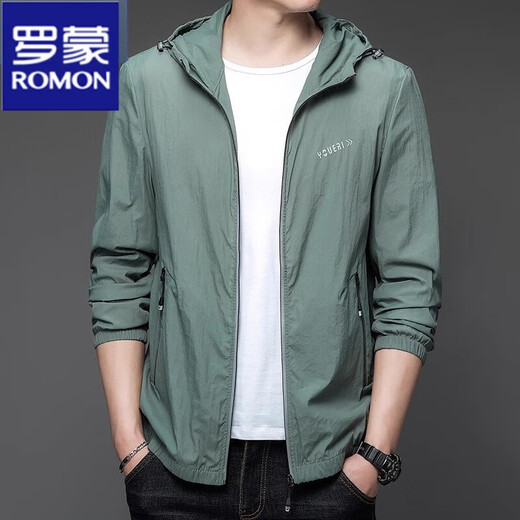Romon (Romon) Sonnenschutzkleidung Herren 2025 Sommer Neue Outdoor-Eisseide-Kapuze-Dünnfeste Ultraviolette Sonnenschutz Kleidung Nutzfarbe Mantel N9928 Mist Blue M 170 105-120jin [Jin ist gleich 0,5 kg]