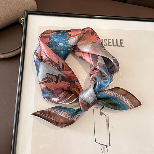 
MAGIOPY luxury beige silk scarf small square scarf for women versatile mulberry silk hairband small silk scarf fashionable small scarf 13117-main picture 53*53cm