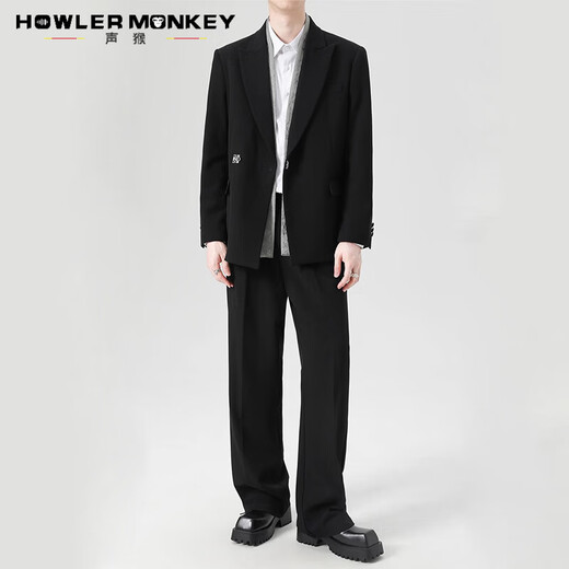 Sound monkey suit suit, men's casual suit, business interview suit jacket, men's professional formal suit, groom's wedding dress, Chinese suit + white shirt + trousers, three-piece suit 2XL (130-150Jin Jin equals 0.5kg))