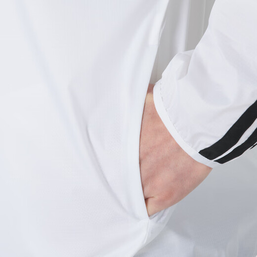 阿迪达斯（adidas）2025春季新款三条纹防风衣男连帽夹克运动服外套白色 JF3682 3XL