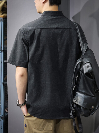 Kazuki Kuraishi Camisa de polo masculino 220G Camiseta de manga corta de peso corto americano Henry