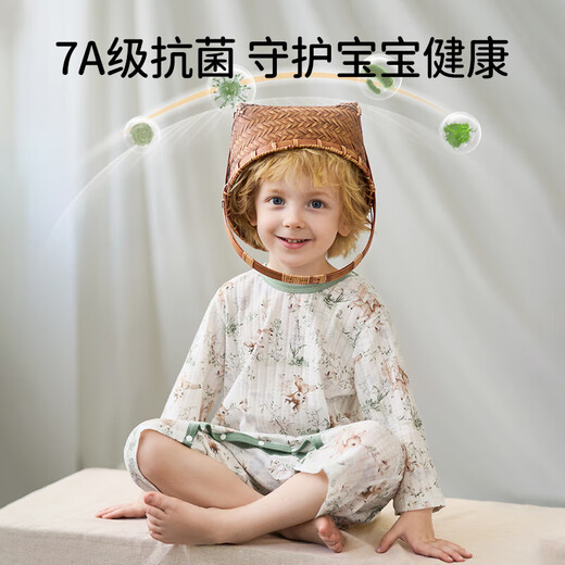 
OUYUN children's pajamas summer thin 2025 new pure cotton boys and girls baby home clothes one-piece air conditioning suit