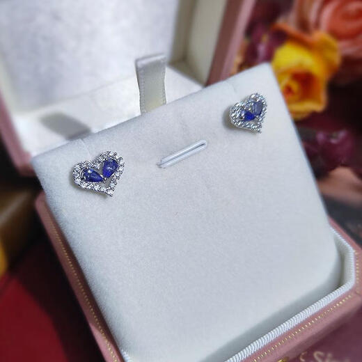 Yadige Love Tanzanite Necklace Light Luxury Niche Non-fading S925 Silver Earrings Sweet Temperament Clavicle Chain Exquisite Gift Tanzanite Necklace 42+5cm Extension Chain