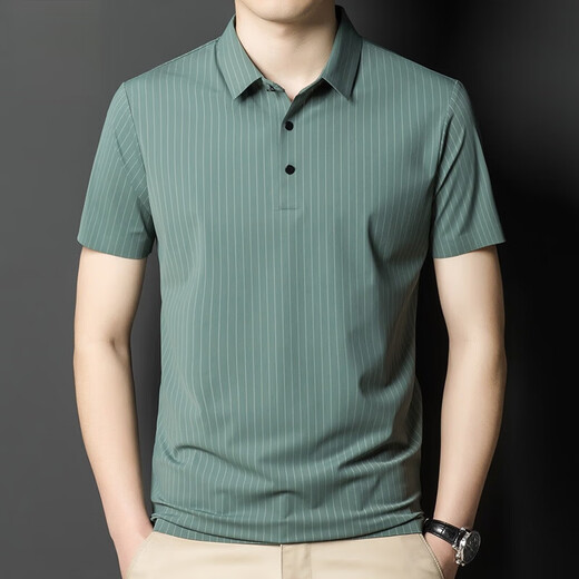 Goldlion Light Luxury T-shirt à manches courtes Mulberry Silk Men Summer Trend Ice. Silk Breatch Awardable Salon à manches à manches à manches gris décontractées 6996 M (165)