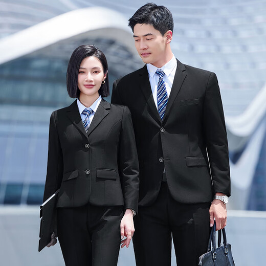 Yuanfeiya Business Suit Suit Unisex Temperament Business Interview Formal Wear 4S Store Sales Department Sales Work Clothes Single Black Suit (Male) L