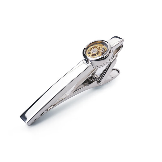 NOSSKISS tie clip for men's business high-end light luxury custom niche men's high-end collar clip for men's birthday gift gift silver tie clip--gift box package