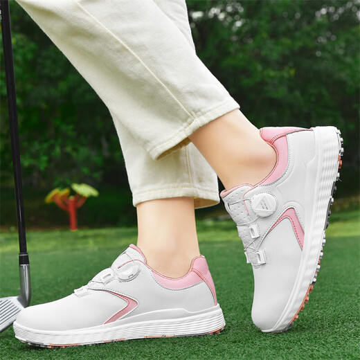 Singelila golf shoes for men and women for couples 2025 new autumn and winter appearance waterproof sports knob shoelaces a style white and white powder - waterproof and fast delivery 35
