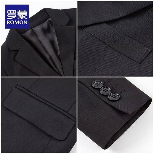 罗蒙儿童西装外套男童英伦风礼服男孩主持人小西装钢琴演出服 黑色130