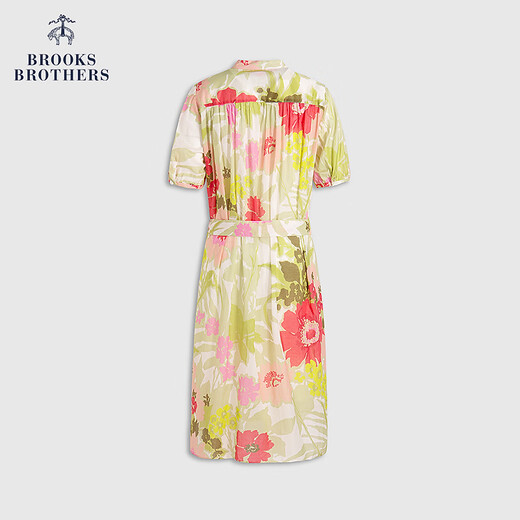 BrooksBrothers Women's 25 Spring and Summer New Cotton Romantic Print Vacation Dress B695-Pink Print L